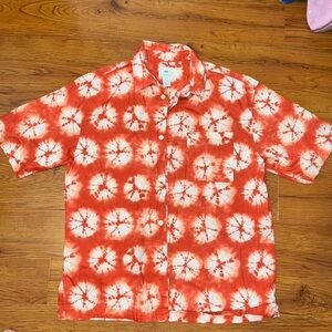 H&M Men's Red Tie-Dye Casual Shirt